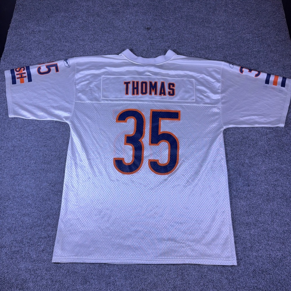 Vintage Chicago Bears Anthony Thomas Reebok NFL Jersey White 35 Mens Large